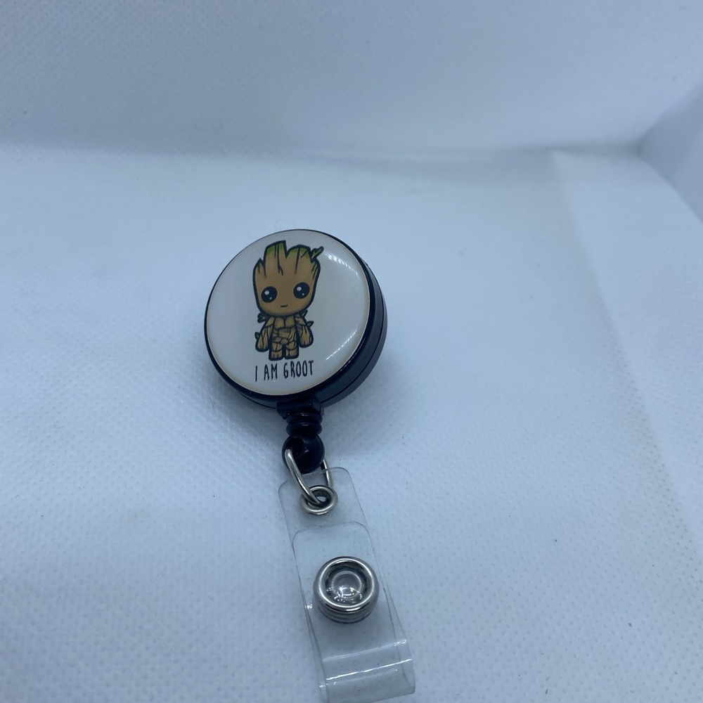 Groot ID Badge Reel Holder Clip Holder Retractable Nurse RN‎ Medical Marvel LVN
